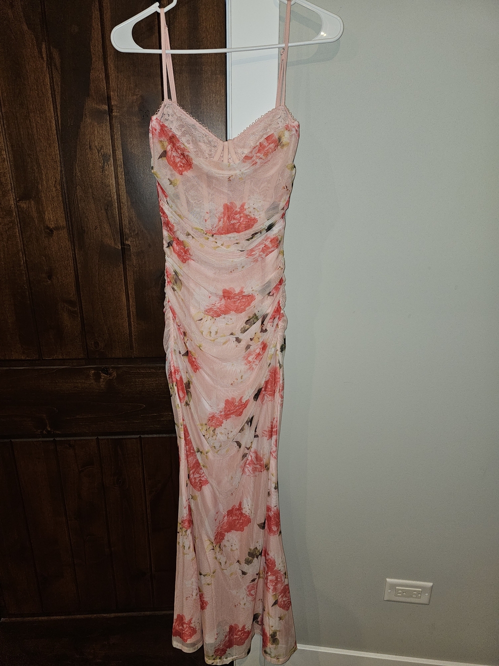 NWT Pink Floral Spaghetti-Strap Maxi Dress